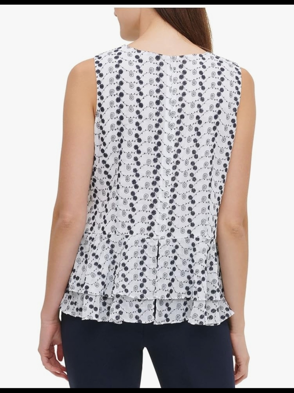 Tommy Hilfiger Printed Sleeveless Ruffle Hem Top XL - Picture 3 of 9